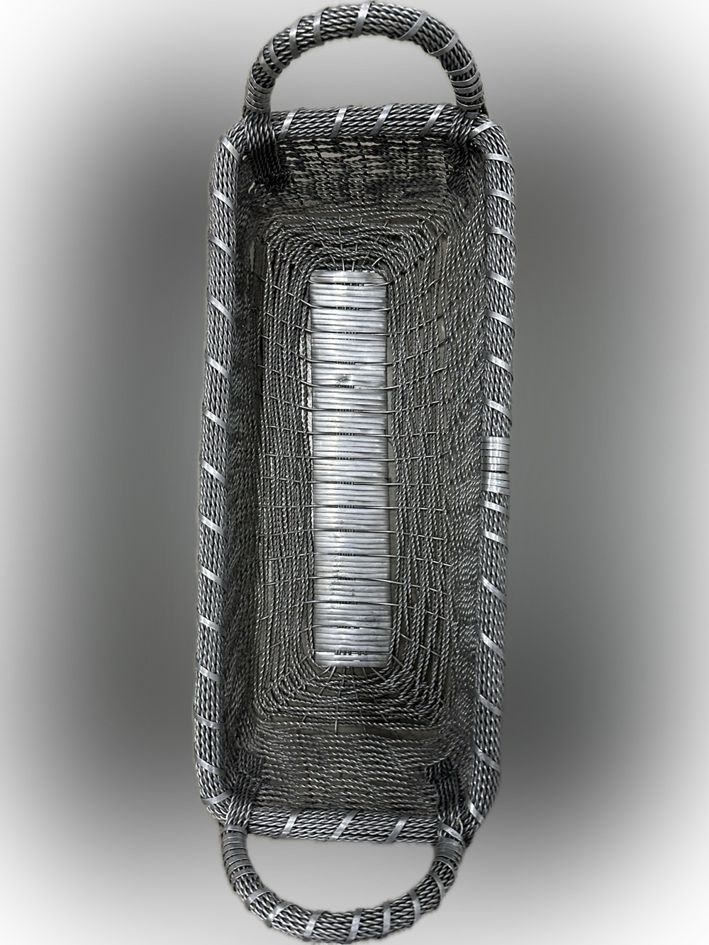 Vintage Woven Rectangular Storage Bread Basket - Gray Silver